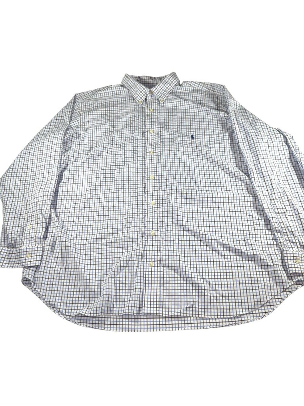 Polo Ralph Lauren Performance Mens White Plaid Button Down Shirt Size 2XB